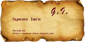 Gyenes Imre névjegykártya